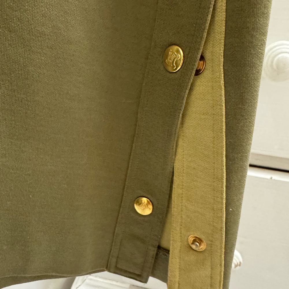 Celine Olive Green Midi Dress with Light Green Trim - Picture 4 of 5
